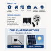 16" Rechargeable Solar Wall Fan with Remote & LED Lights