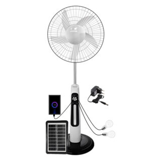 18 Solar Fan wbg 18" Rechargeable Solar Standing Fan with LED Lights