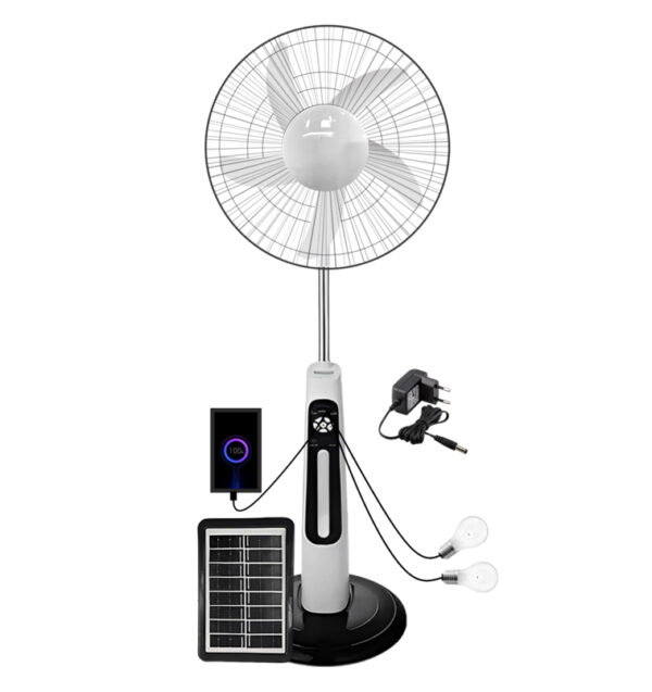 18" Rechargeable Solar Standing Fan with LED Lights