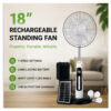 18" Rechargeable Solar Standing Fan with LED Lights