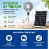 16" Solar Rechargeable Fan with Radio USB Light & Phone Charger