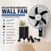 16" Rechargeable Solar Wall Fan with Remote & LED Lights