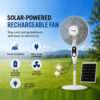 16" Solar Rechargeable Fan with Radio USB Light & Phone Charger