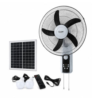 Solar Wall Fan 16" Rechargeable Solar Wall Fan with Remote & LED Lights