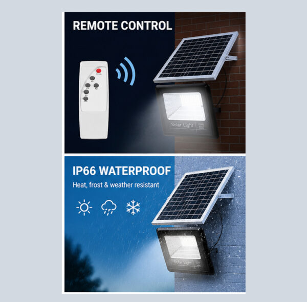 300W Solar Powered LED Flood Light with Remote Control