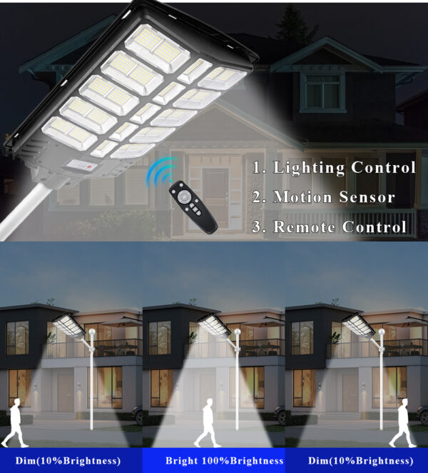 1200W1 1200W Solar Street Light Outdoor Motion Sensor Remote